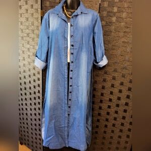 Chic Blue Denim Long Dress